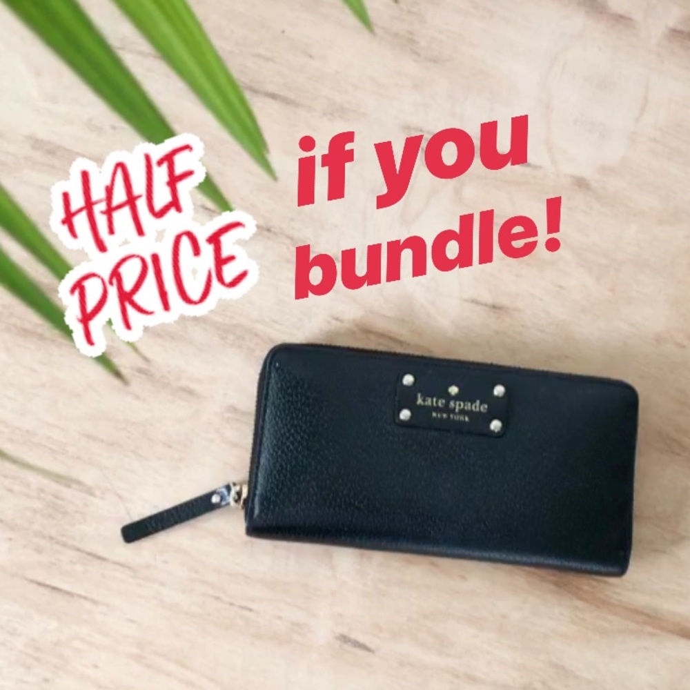 Black Kate Spade Zip Wallet